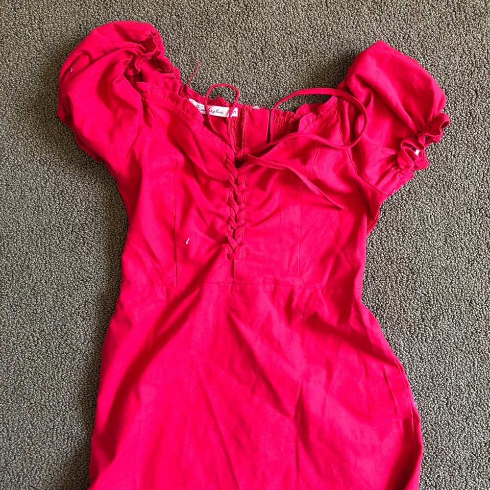 Reformation-style mini lace up dress